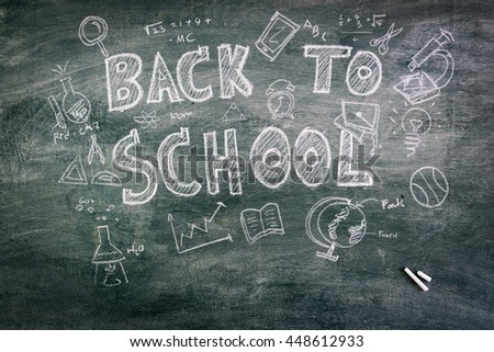 Freehand drawing Back to school on chalkboard