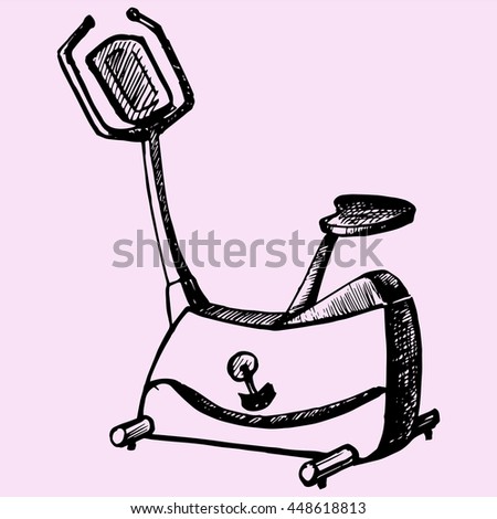 exercise bike doodle style sketch illustration hand drawn vector