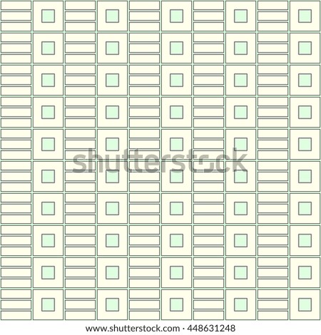 Seamless color pattern with symmetric geometric ornament. Abstract repeated squares and lines background. Creative wallpaper. Vector illustration