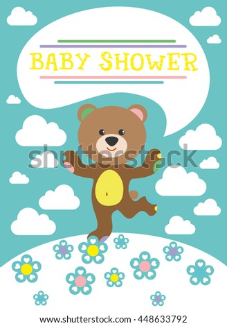 Baby Shower. Invitation Card. Bear. Vector illustration