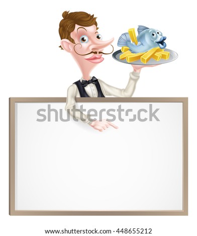 An Illustration of a Fish and Chips Restaurant Menu Signboard