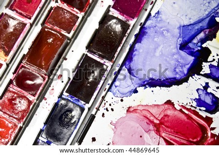 close up of a used color palette