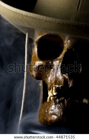 western skull and abstract smoke