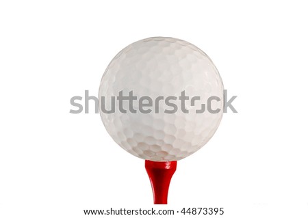 Macro closeup of Golf ball Against Isolated white Background