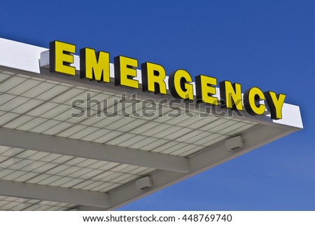 Yellow Emergency Entrance Sign for a Local Hospital VIII