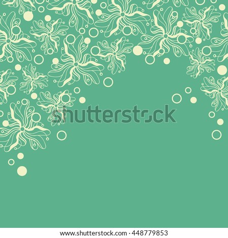 Abstract hand-drawn creative background of stylized flowers in pale yellow and light olive colors. Vector illustration.