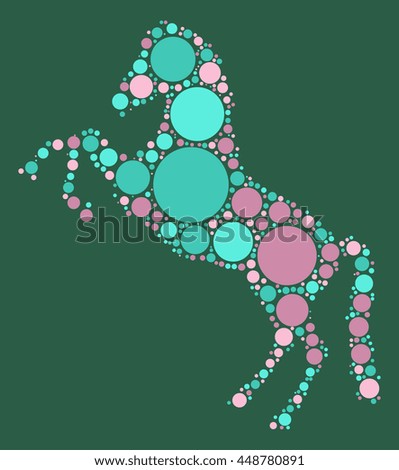 horse shape vector design by color point