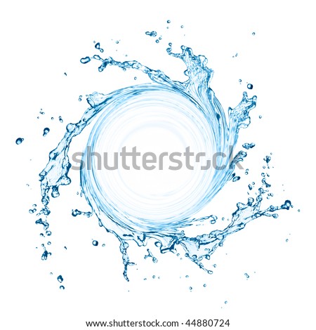 blue swirling water splash isolated on white background