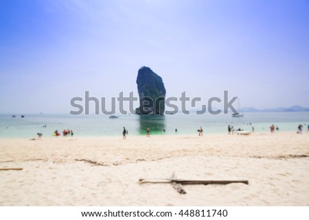 blurred photo of tourist at the beach, Krabi, Thailand