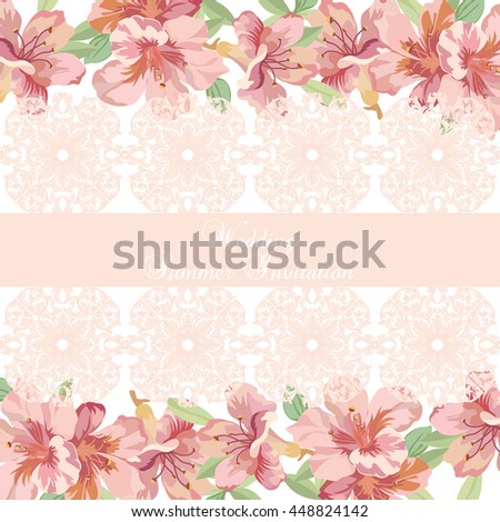 Vintage Spring Summer delicate Lace and Flowers card Vector