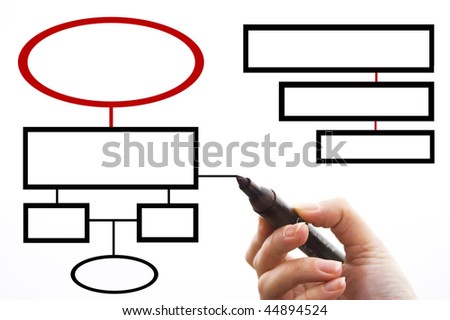 Businessman showing database structure on a whiteboard