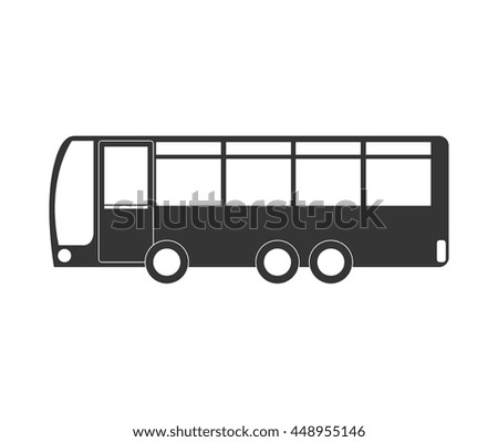 Bus icon in black and white colors, transport service theme design, vector illustration icon.
