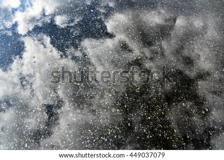 Rebound in puddle with water from rain