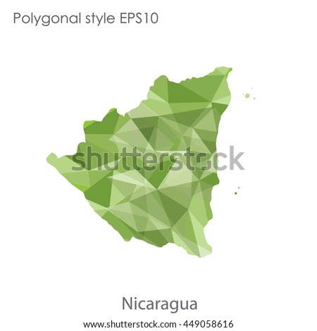Republic of Nicaragua in geometric polygonal style.Abstract gems triangle,modern design background. Vector illustration EPS10