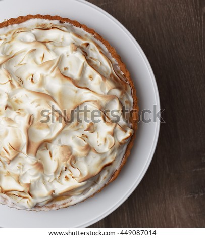 Lemon meringue pie close up