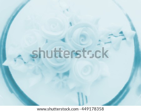 Abstract blurry background from blue color of birthday, Happy anniversary cake