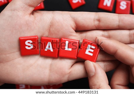 concept of sale word on hand