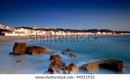 Landscape picture of the beautiful beach from Nazare, Portugal