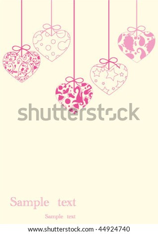  Vector greeting card with hearts