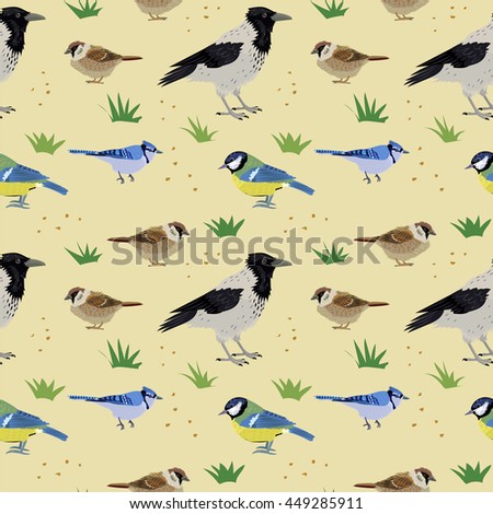 vector seamless pattern with birds