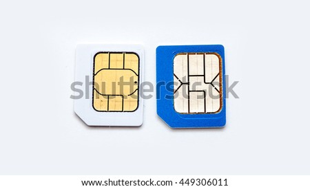 Thailand operators used sim cards on white background, Used sim cards isolated