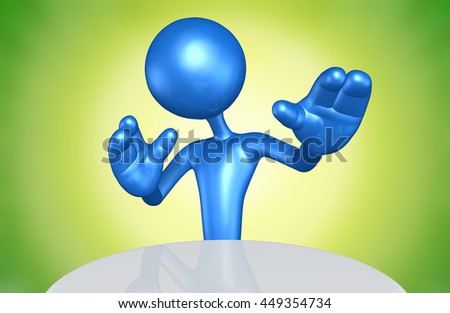 Character At A Table 3D Illustration