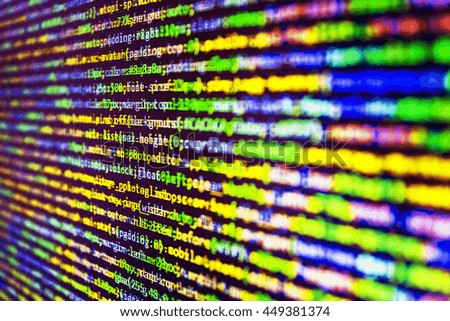 Programming code abstract screen of software developer. Computer script. 