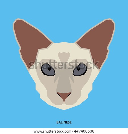 Balinese, Isolated cat breed, Vector illustration