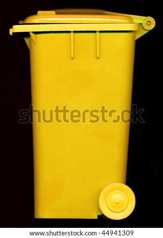yellow wheelie bin