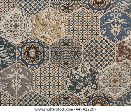 shabby mosaic tiles Royalty-Free Stock Photo #449422207