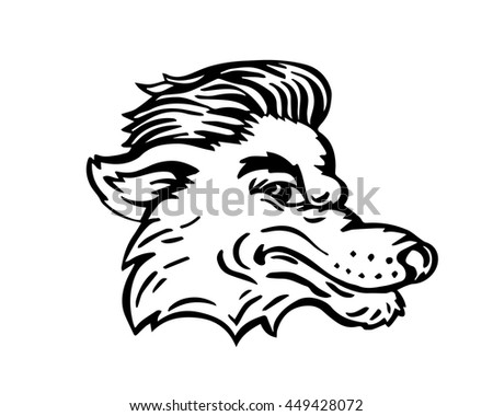 Vintage Black And White Hair Pomade Barber Shop Character - Super Cool Neat Wolf 