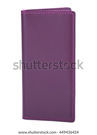 Convenient purple purse for money, blue color, great quality leather, embossing, stitching, handmade.