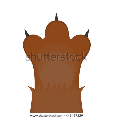 Isolated cat paw with nails, Vector illustration