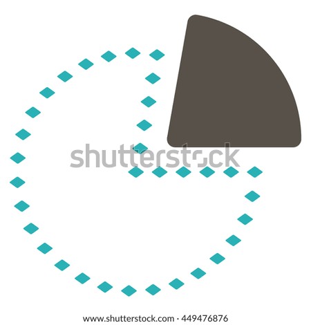 Dotted Pie Chart vector toolbar icon. Style is bicolor flat icon symbol, grey and cyan colors, white background, rhombus dots.