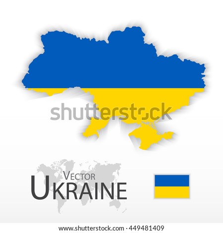 Ukraine ( flag and map ) ( transportation and tourism concept )