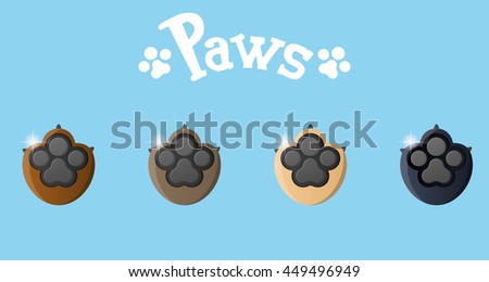 Set of dog paws with nails, Vector illustration