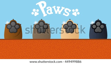 Set of dog paws with nails, Vector illustration
