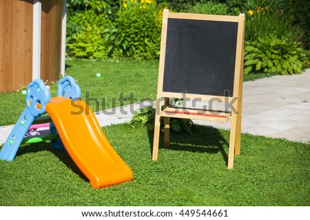 School board for chalk drawing, summer outdoors