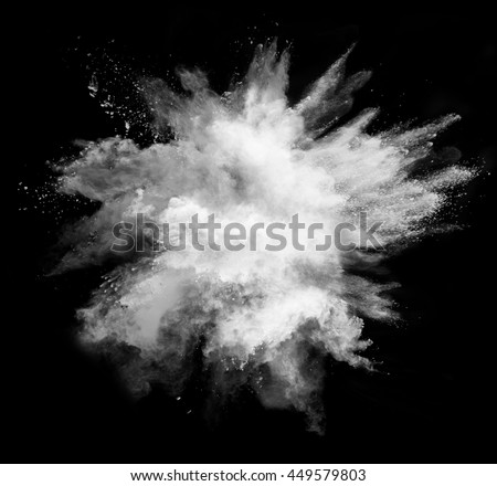 White powder explosion isolated on black background Royalty-Free Stock Photo #449579803