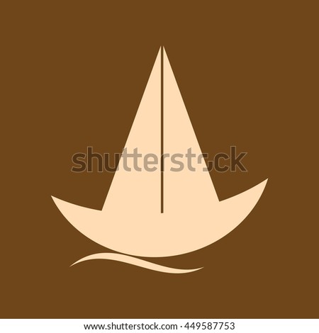 Very Useful Editable Vector icon of Sailboat on coffee color background. eps-10.
