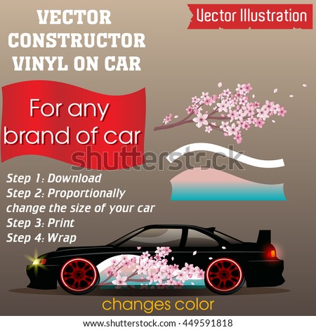 Elements for carwrap, vinyl sticker, polymer film. Vector constructor - EPS10