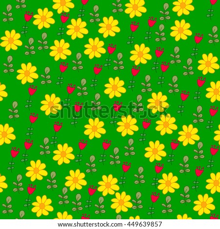Seamless floral pattern. Colorful summer background for creating card, invitation, wedding, wallpaper and textile. Bright illustration.