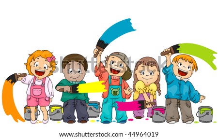 Children Painting - Vector