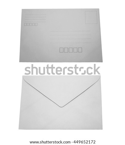 Front and back letter envelope isolated