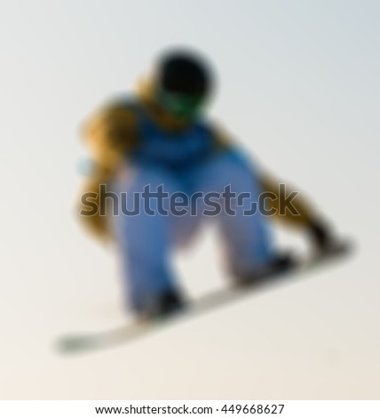Snowboard action theme creative abstract blur background with bokeh effect