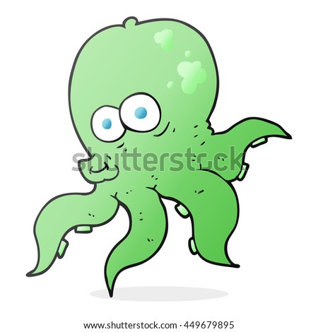 freehand drawn cartoon octopus