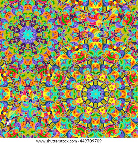 Colorful seamless pattern mandala, can be used for wallpaper, pattern fills, web page background, surface textures. Arabic, India.