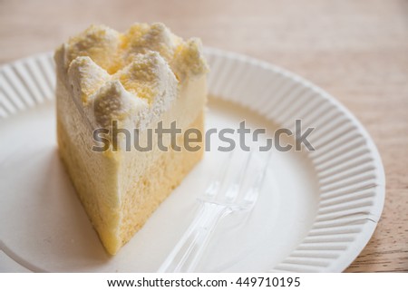 piece of cheese cake slice on the white plate