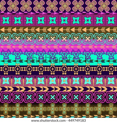 Multicolor seamless pattern. Boho style strips. tribal texture