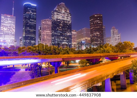 A beautiful view of downtown Houston at night